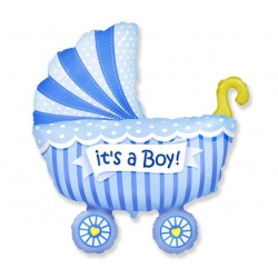 Balon foliowy niebieski Wózek It's a boy